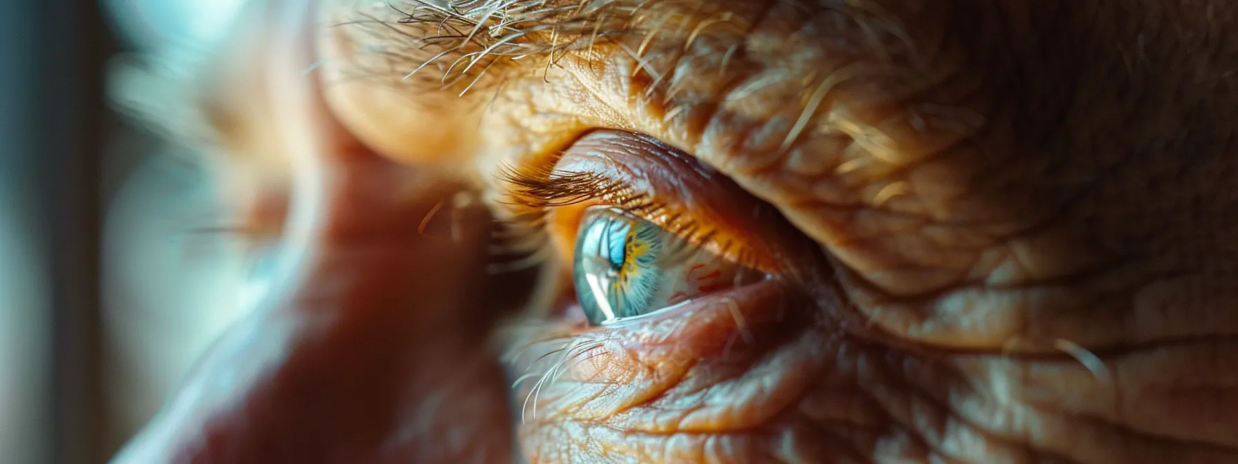 a vivid close-up of a thoughtful person gazing intently into a computer screen, surrounded by soft natural light, symbolizing the critical relationship between modern lifestyle and eye health.